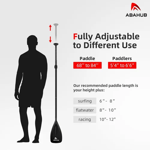 Vista 4 de Abahub SUP Paddles - 3 piezas ajustables de pie remo ligero para paddleboard, aleación de aluminio recubierto de poliuretano eje 68 a 84 pulgadas