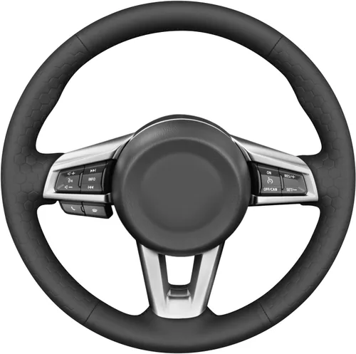 Vista 8 de MEWANT Funda para volante de automóvil para Mazda MX-5 2016-2019 personalizada con costuras a mano Custom Fit for Mazda MX-5 2016-2019 Hand-Stitch