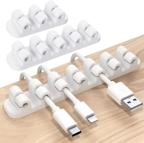 Vista 8 de SOULWIT Soporte de Cable Mejorado, Clips Organizadores de Gestión de Cables de Silicona Autoadhesivos para Escritorio Cable de Carga USB Cable