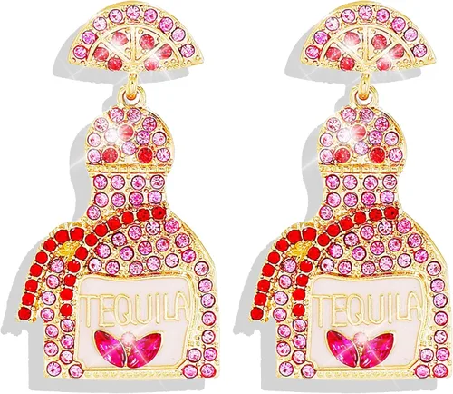 Vista 15 de Regalos de tequila para mujer, aretes de Margarita, aretes de tequila, aretes de vacaciones para mujer, aretes de champán para mujer, regalos