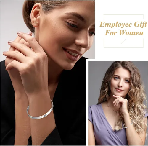 Vista 4 de Fumete 12 pulseras inspiradoras a granel para mujeres, joyería grabada personalizada motivacional para regalos de compañeros de trabajo