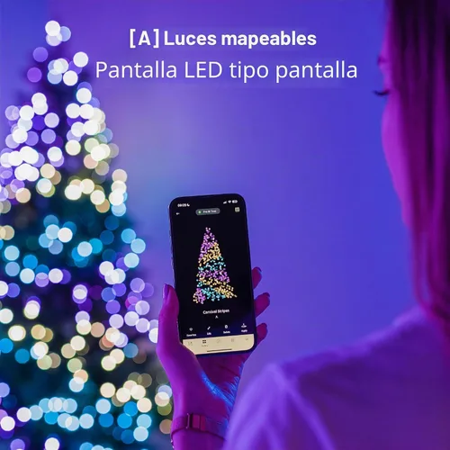 Vista 3 de Twinkly Strings 100 LED RGB, Cadena de luces LED para interiores y exteriores, Luces LED inteligentes, LEDs trazables, Compatibles con Alexa
