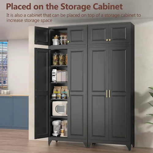 Vista 5 de Polup Armario de pared con puertas, gabinete de almacenamiento de metal para almacenamiento de cocina, gabinete superior pequeño, para comedor, sala
