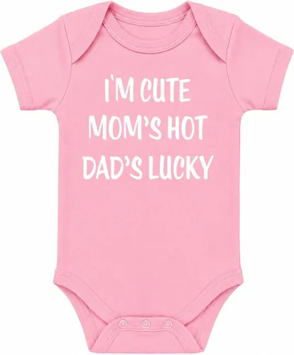 Vista 12 de CBTwear I'm Cute Mom's Hot Dad's Lucky Funny Baby Body Negro