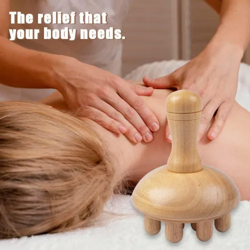 Vista 7 de Masajeador de madera con forma de hongo Herramienta de masaje manual de terapia de madera, anticelulitis, maderoterapia, drenaje linfático, alivio