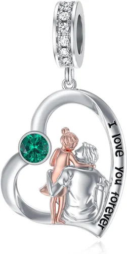 Vista 32 de PROESS Dije para padre, madre e hija, pulsera de plata de ley para pulseras, regalos de cumpleaños, día de San Valentín, para hija, madre, amante