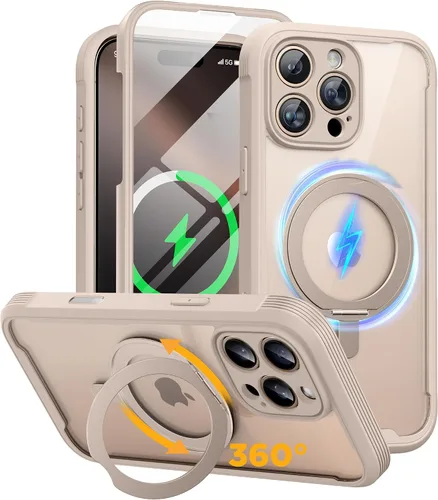 Vista 15 de Miracase - Funda magnética para iPhone 13 Pro Max de 6.7 pulgadas (compatible con MagSafe), transparente, completo, protector de pantalla de vidrio