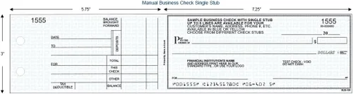 Vista 3 de Cheques comerciales manuales, seguridad azul, 3 a una página con trozo, 250