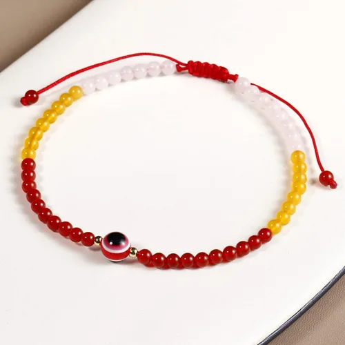Vista 3 de Jewever Pulseras tobilleras con ojo malvado para mujer, cristales curativos energéticos y piedras preciosas, piedra de preocupación, playa