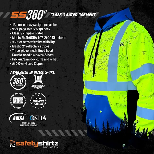 Vista 5 de SafetyShirtz SS360 ANSI Clase 3 Tipo R Sudaderas con Capucha Gráfica