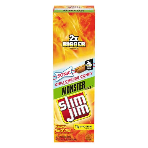 Vista 8 de Slim Jim Monster Smoked Jerky Sticks, sabor original, 1.94 onzas, 18