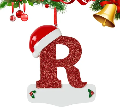 Vista 22 de Adornos de Navidad personalizados de 26 letras, mesa de decoración navideña para interiores (A)