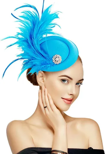 Vista 6 de Sombrero de plumas hecho a mano en una diadema y un clip de los años 20 para Derby Horse Race Brunch Party Cocktail Headwear