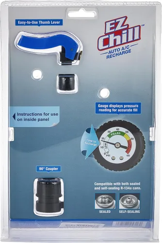 Vista 2 de A/C Pro EZ Chill - Medidor de refrigerante y manguera de aire acondicionado para automóvil, kit de recarga de CA reutilizable para automóviles
