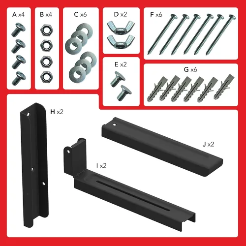Vista 6 de AVF Par de soportes para horno de microondas montados en pared, soporta hasta 99 libras, color negro Heavy-duty steel, 11.3–17.7 inch adjustable