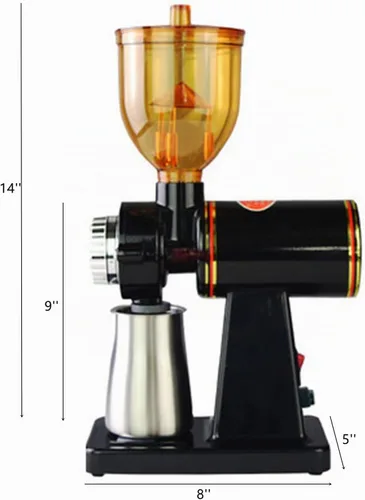 Vista 2 de Molinillo de café eléctrico de 180 W, molinillo de café expreso automático, molinillo de café automático, molinillo de café ajustable de 8 Negro 180W