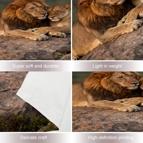 Vista 4 de Shrahala Brown Golden Tapestry, Lion Wall Hanging Hd Print Polyester Backdrop For Dorm Room Bedroom 30 X 40 In