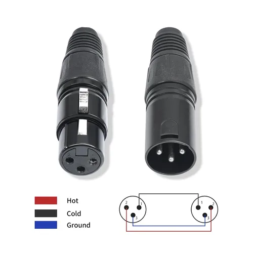 Vista 4 de Paquete de 10 conectores XLR, 5 pares XLR de 3 pines macho/hembra, conector de cable de micrófono de audio, conector de audio, 3 pines XLR, extremos
