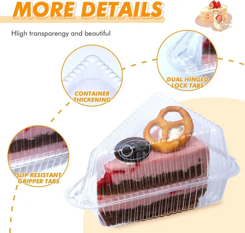 Vista 6 de 300 recipientes de plástico transparentes para tartas con tapas de 4 pulgadas con tapa con bisagras para pastel de queso, para embalaje para llevar