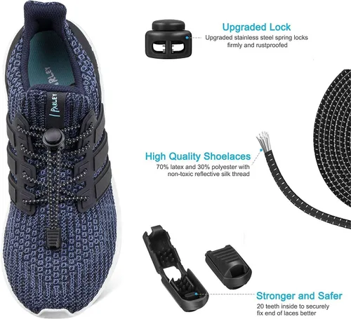 Vista 4 de 5 pares de cordones sin atar para adultos, cordones elásticos para zapatos, cordones de zapatos sin atar, cordones para zapatos para niños