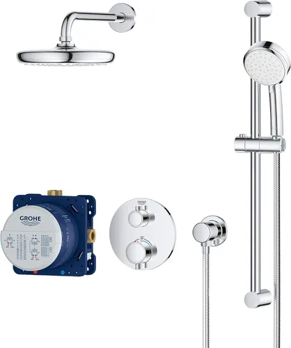 Vista 2 de GROHE 34745000 Grohtherm Cube - Juego de ducha con Tempesta 210, cromado Starlight Estrella Cromo Claro