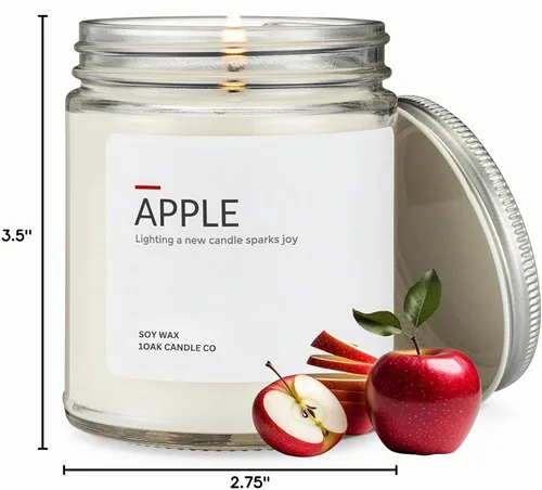 Vista 6 de 1OAK Vela de Manzana - Velas perfumadas de cera de soja (Manzana) - Velas de soja para aromatizar el hogar - Quema larga premium - Hechas a mano