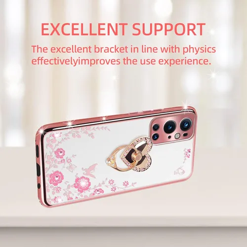 Vista 6 de Funda protectora transparente para Oneplus 9 Pro para mujer, con purpurina, suave, con diseño de mariposa, corazón, floral, transparente