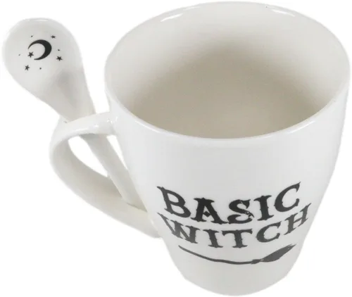 Vista 5 de Ebros Gift Wicca Gothic Alchemy Witchcraft Divinity - Juego de taza y cuchara de porcelana con mango integrado de soporte de cuchara de 9 onzas