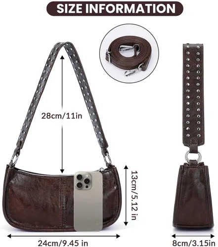 Vista 6 de Shoulder Bags for Women Y2k Purse and Handbags Retro Studded Crossbody Bag Small Shoulder Purse Leather Hobo Handbag