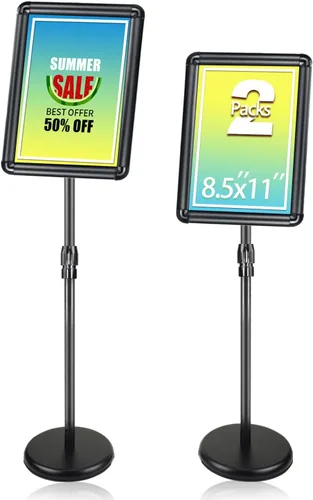 Vista 15 de Soporte para letreros – 8.5 x 11 pulgadas, soporte de cartel ajustable con pedestal de rotación de 360° resistente, soporte de pie de pie