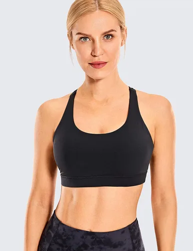 Vista 2 de CRZ YOGA - Brasier deportivo con tirantes delgados para mujer, brasier con relleno y espalda cruzada para yoga