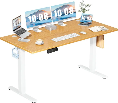 Vista 26 de DUMOS Escritorio eléctrico de pie de 40 pulgadas con altura ajustable, estación de trabajo para computadora para trabajar sentado o de pie, mesa