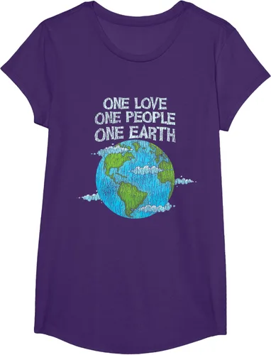 Vista 13 de Vintage One Love One People Planet Cambio climático Día de la Tierra Camiseta Negro