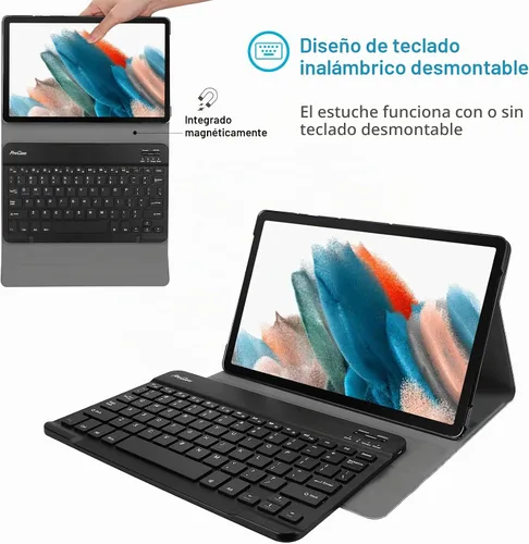 Vista 3 de ProCase Funda con teclado para Galaxy Tab A8 de 10.5" (versión 2022), color negro Protective Cover Features a Detachable Wireless Keyboard for