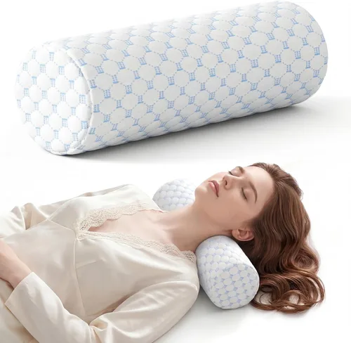 Vista 13 de Almohada Cervical de Rollo, Almohadas de Soporte Cervical de Espuma Viscoelástica, Almohadas de Cuello Redondas, Almohadas Cilíndricas de Refuerzo