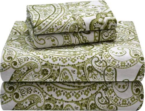 Vista 9 de Pointehaven Sábanas de Percal de Algodón 100% - Juegos de Sábanas y Fundas de Almohada Estampadas - Juego de Sábanas de Algodón Suave - Se Adapta a