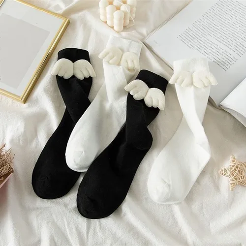 Vista 6 de LULAND Calcetines 3D con alas de ángel para mujer, cómodos y a la moda, antideslizantes para mujer