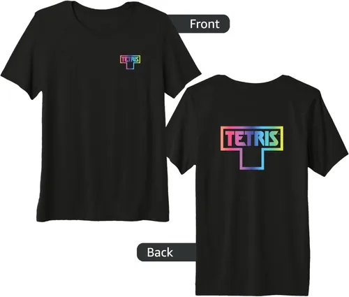 Vista 5 de Tetris Camiseta Premium Color Fade Logo, Negro
