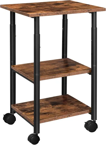 Vista 13 de HOOBRO Soporte para impresora, carrito de impresora industrial debajo del escritorio de 2 niveles con estante, estante de almacenamiento móvil Negro