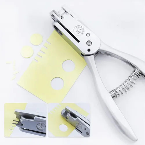 Vista 3 de dophee Perforadora de mano y agujero redondo de 0.512 in 2 en 1, herramienta de perforación de bricolaje para tarjetas de identificación, tarjetas