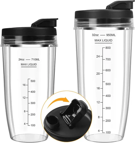 Vista 9 de Vasos de licuadora de repuesto para Ninja, vasos de licuadora Ninja de 24 onzas con tapas para llevar compatibles con Ninja BN401, BL450, BL456