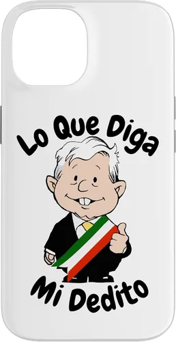 Vista 4 de Funda para iPhone 16 Lo Que Diga Mi Dedito Divertida Caricatura AMLO Amlito México 4T