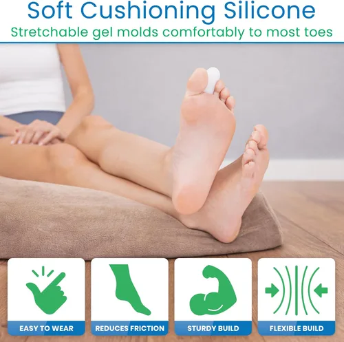 Vista 6 de ViveSole Protectores de dedos de gel suave para hombres y mujeres (paquete de 10) – Puntas para aliviar el dolor de pies – Fundas de cojín flexibles