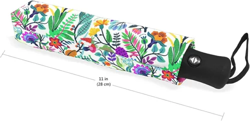 Vista 5 de Paraguas plegable auto abierto compacto sol lluvia paraguas flores flores colorido para mujeres hombres niños viaje sombrilla sol protección UV