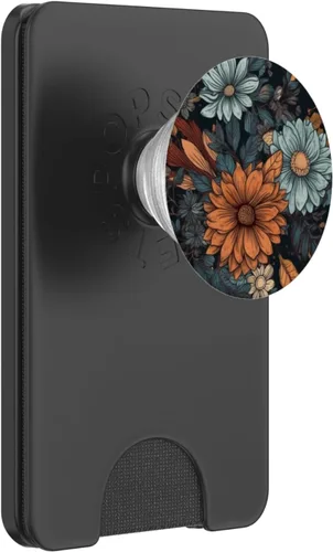 Vista 7 de Floral chill pattern fall flowers en la base negra PopSockets intercambiable PopGrip