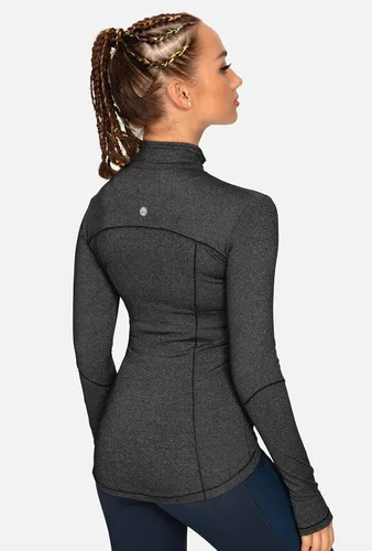 Vista 4 de QUEENIEKE Chaquetas de correr para mujer con cremallera, chaquetas atléticas ajustadas para entrenamiento, gimnasio, yoga, pista, con bolsillos
