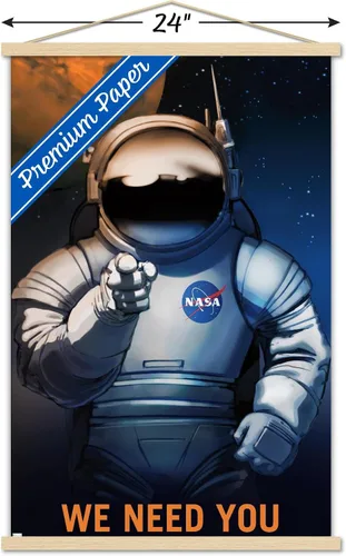 Vista 3 de Trends International NASA - Póster de pared We Need You, 22.37 x 34.00 pulgadas, paquete de impresión premium y colgador de madera de haya