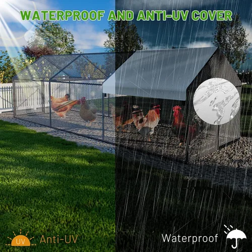 Vista 5 de NUGRIART Gallinero de metal con cubierta impermeable, jaula portátil de 118 x 40 x 40 pulgadas, para gallineros y gallineros para pollos, patos