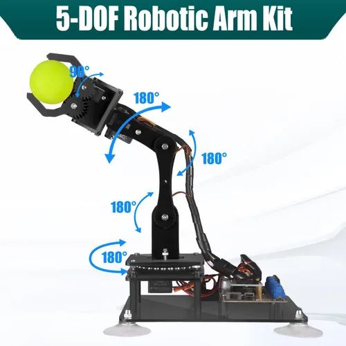 Vista 8 de Kit de brazo robótico 5-DOF compatible con Arduino IDE, kit de construcción de robot STEM programable, codificación de bricolaje, brazo de robot