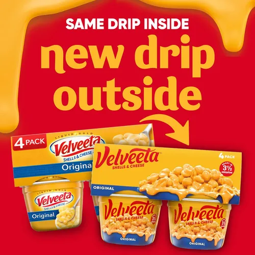 Vista 4 de Velveeta - pasta de caracol y salsa de queso original para microondas (paquete de 4 unidades, tazas de 2.39 onzas)
